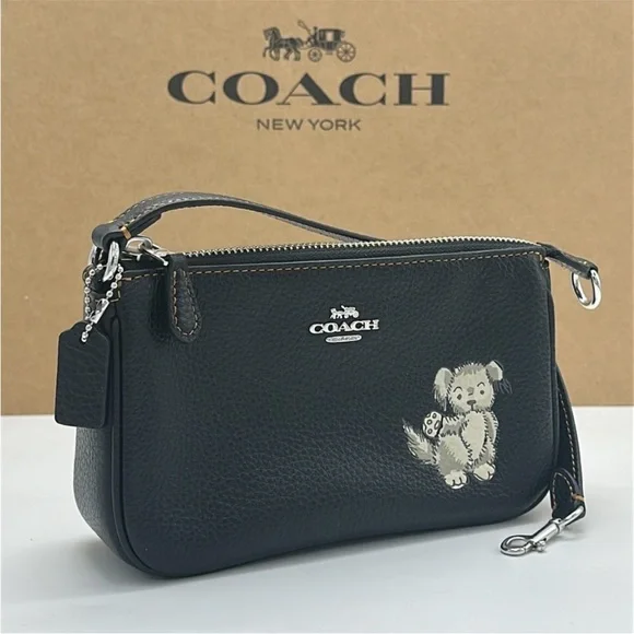 Coach Nolita 19 With Happy Dog Black Leather Bag with Silver Hardware - Picture 3 of 16